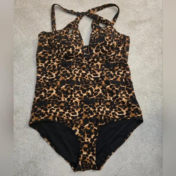 Leopard Print One-Piece Swimsuit - Picture 1 of 13